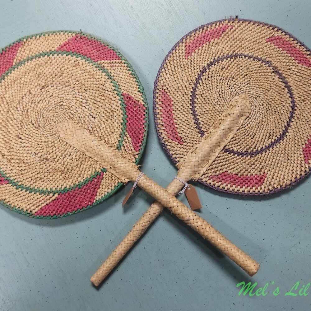 Rush and Reed Ghanan Hand Woven Fans Set of 2